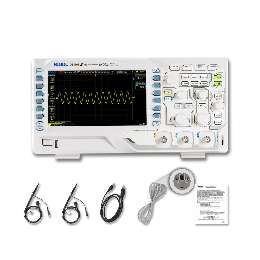 RIGOL DS1102Z-E Digitaloszilloskop, 2 Kanäle, 100MHz, 1Gsa/s, 24Mpts, 30000wfms/s, freie Trigger und