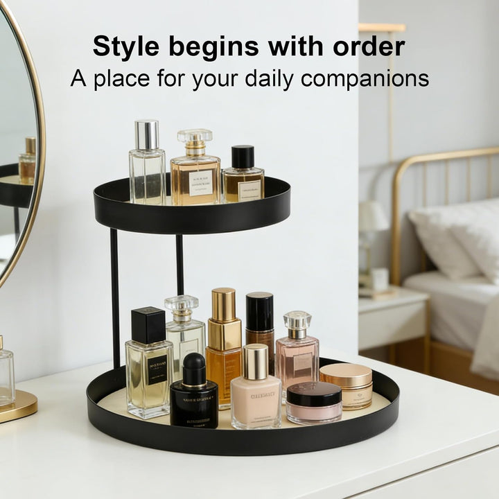 Make up Organizer für Schminktisch, Parfüm Organizer aus Metall 2 Stöckig, Kosmetik Aufbewahrungsreg