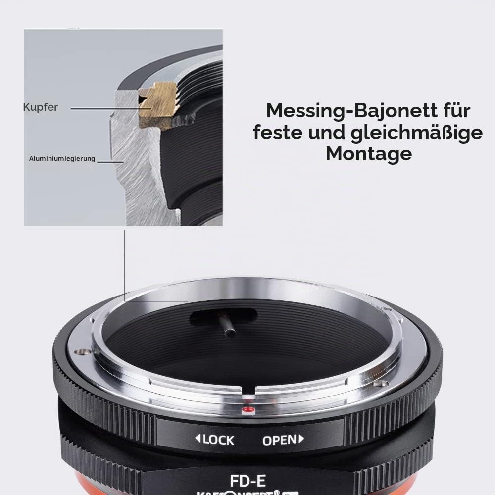 K&F Concept M13105 FD-NEX Hochpräziser Objektivadapter Canon FD Adapterring für Canon FD Objektiv au