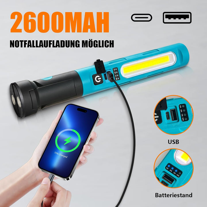 LED Arbeitsleuchte Torch Akku Handlampe