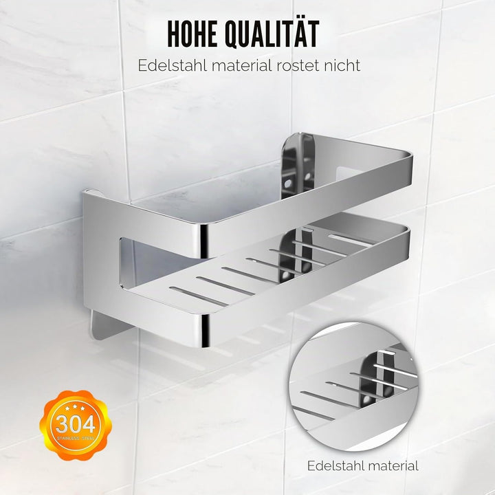 QL Duschregal,Badregale aus Edelstahl SUS304,Wand-Organizer für Bad und Küche,Duschkorb 20 cm,Chrom