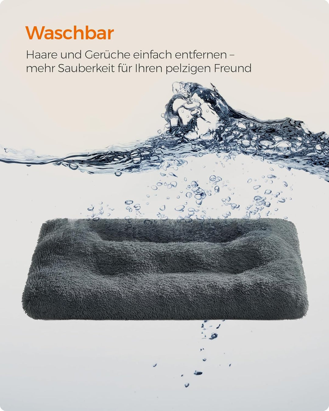Feandrea Hundebett, Hundekissen, Flauschige Hundematte, Langer Plüsch, 110 x 73 cm, weiche Polsterun