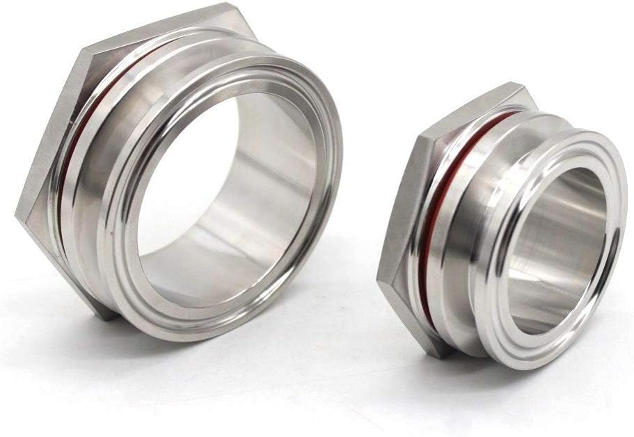 FURVOCHY 2" TC Bulkhead Compression Fitting Homebrew Weldless Bulkehad 304 Stainless Steel Homebrew