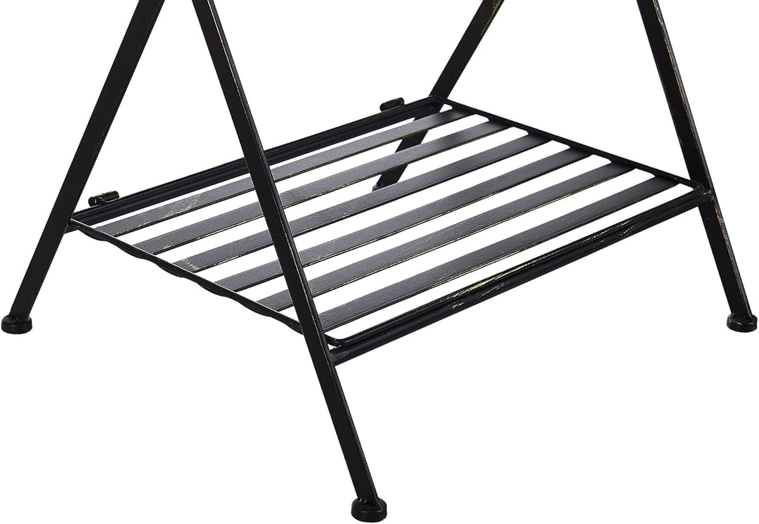 Retro Bad Beistelltisch mit 2 Ablagen aus Metall in Schwarz Blumentisch Ancud
