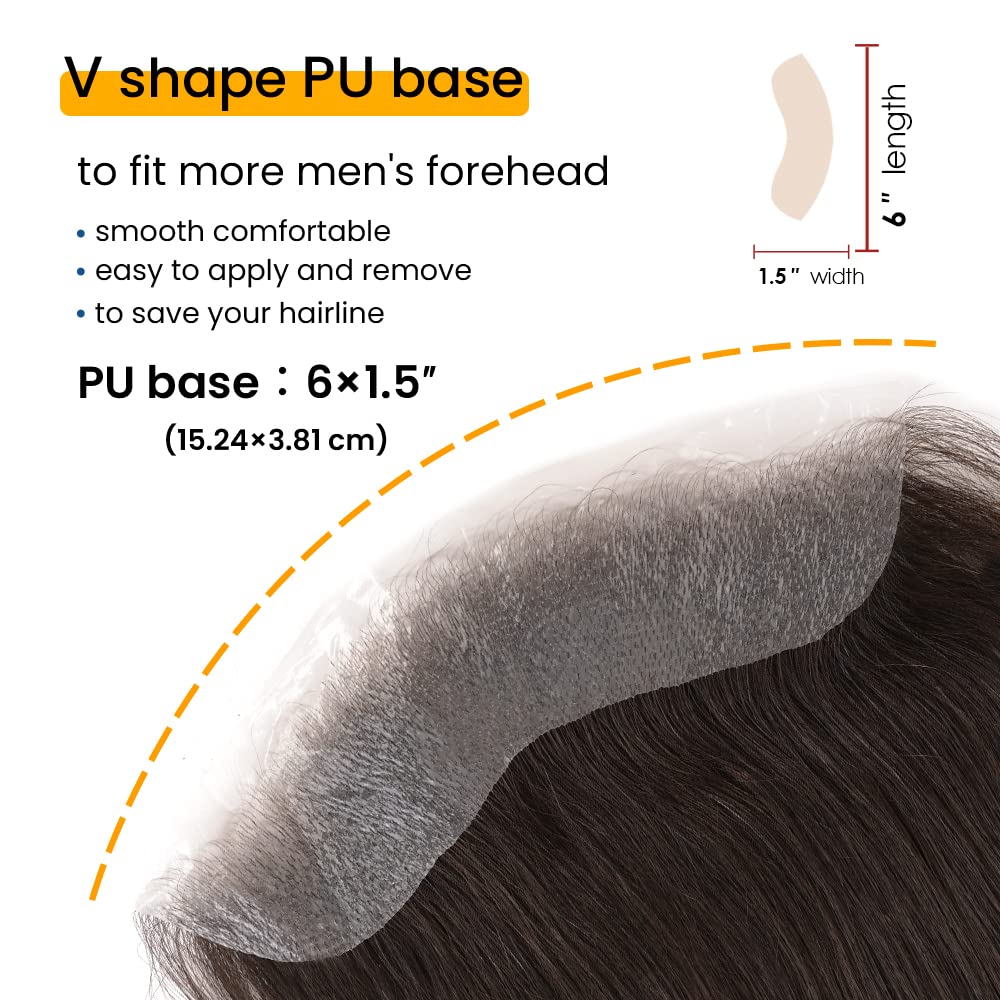 Lordhair Toupet Herren,100% Europäisches Echthaar Herren Toupet Echthaar,V-LOOP Skin Toupet Herren,T