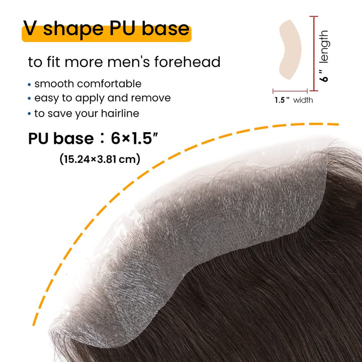 Lordhair Toupet Herren,100% Europäisches Echthaar Herren Toupet Echthaar,V-LOOP Skin Toupet Herren,T