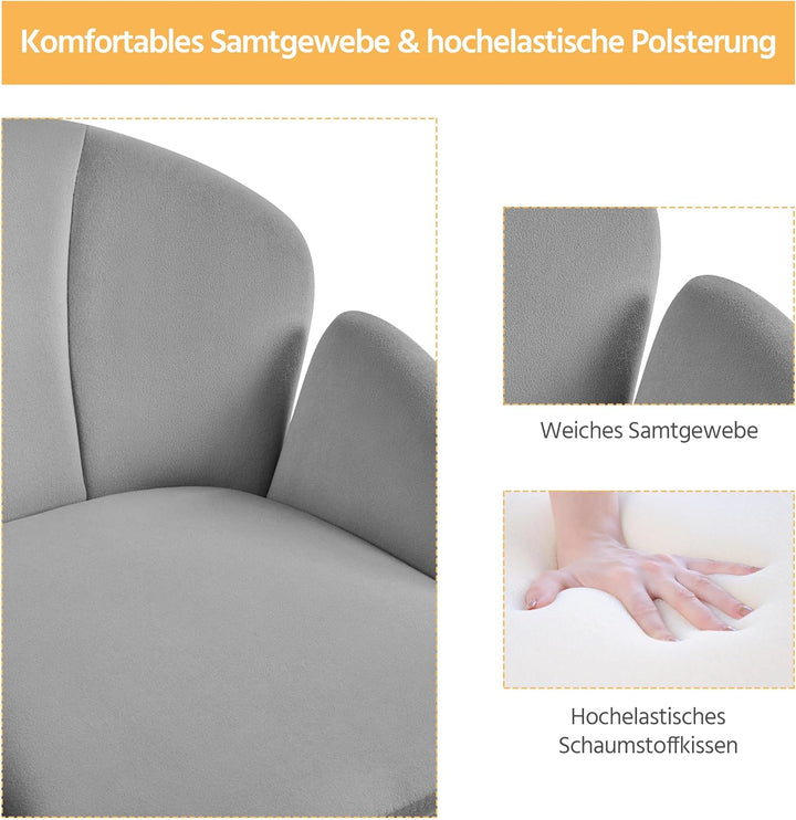 Yaheetech Bürostuhl aus Samt, Schreibtischstuhl Ergonomisch bis 136 kg Belastbar, Drehstuhl Höhenver