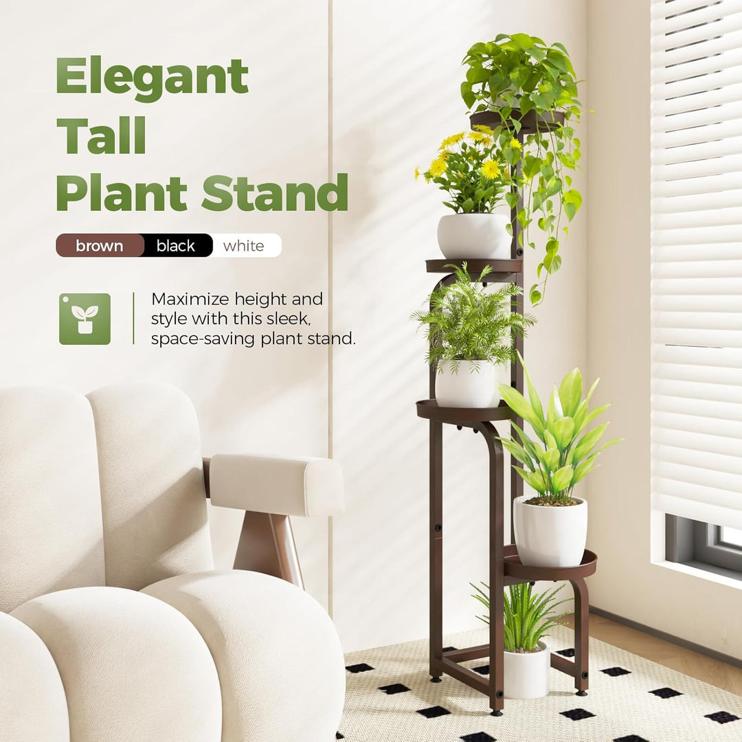 Bamworld Blumenständer Metall Braun Pflanzenständer Blumentreppe Indoor 4 Etagen robustes Pflanzenre