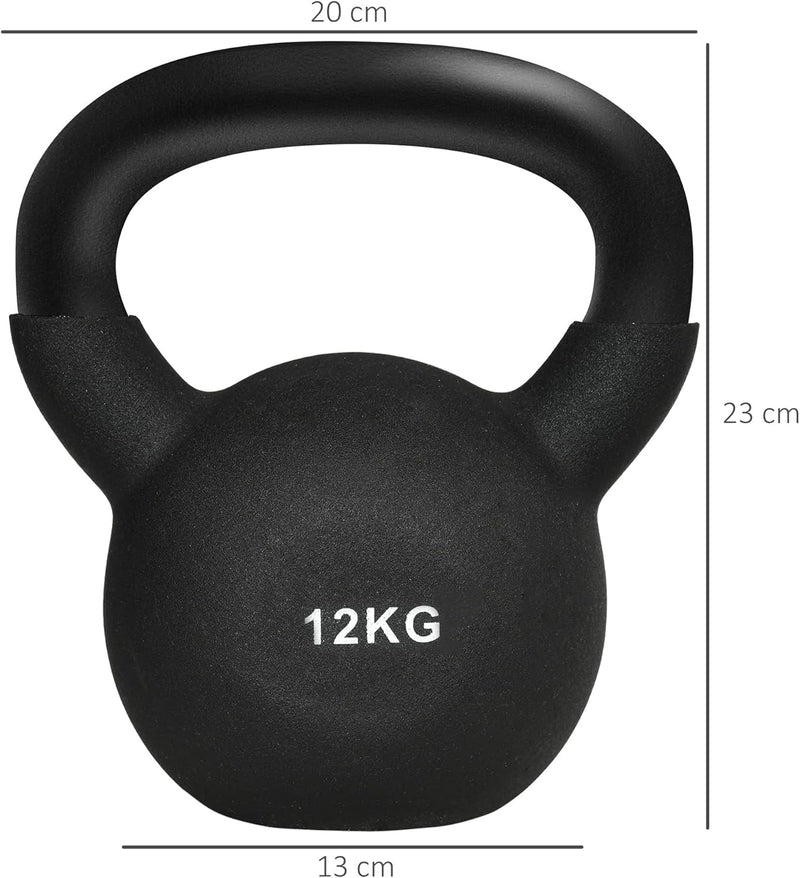 HOMCOM Kettlebell Kugelhantel aus Gusseisen mit Neoprenbeschichtung Bodenschonende Schwunghantel Gew