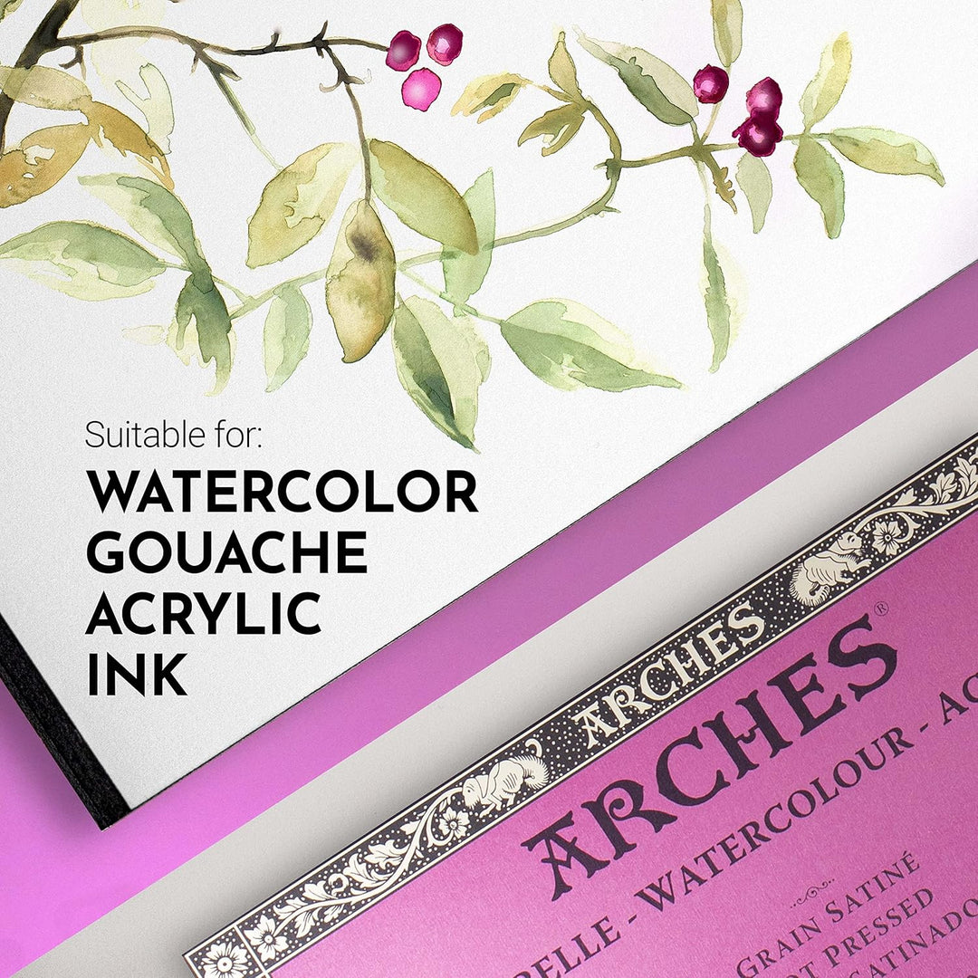 Arches 1795071 Aquarellpapier im Block (20 x 20 cm, 4-seitig geleimt, 300g/m² Satiniert) 20 Blatt na