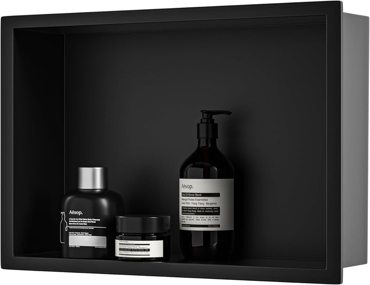 Wandnische 304 Edelstahl 45 cm × 30 cm × 10 cm Duschnische Schwarz für Badezimmeraufbewahrung Keine