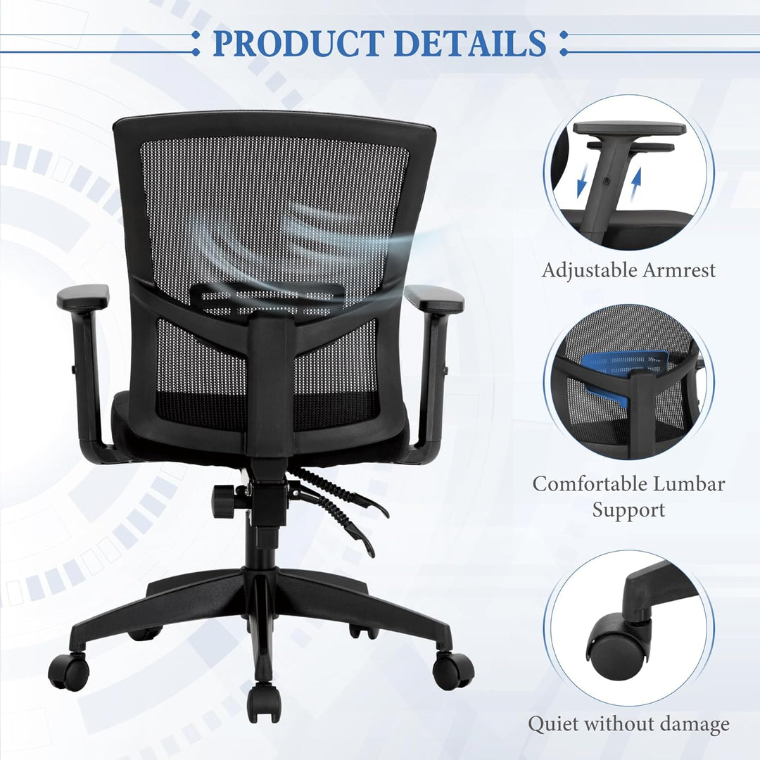 Alpha Home Bürostuhl Ergonomischer Schreibtischstuhl, Computer-Arbeitsstuhl mit atmungsaktivem Mesh