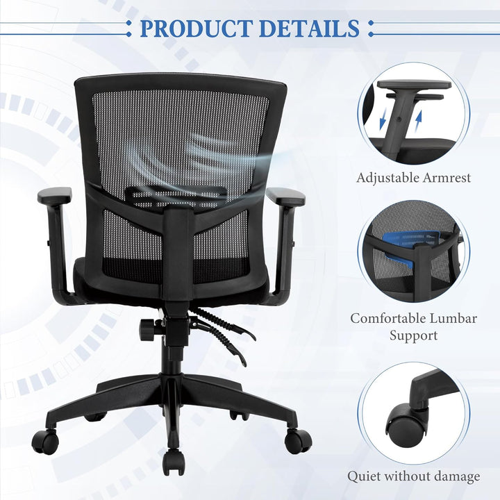 Alpha Home Bürostuhl Ergonomischer Schreibtischstuhl, Computer-Arbeitsstuhl mit atmungsaktivem Mesh