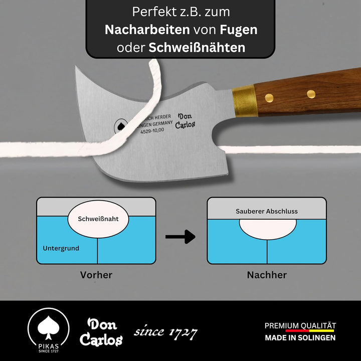 DON CARLOS Viertelmondmesser/Quarter Moon Knife, Professionelles Fenstermesser, Bodenlegermesser, Sa