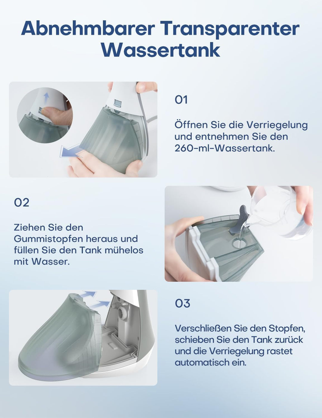 AROEVE Steamer Dampfglätter 1300W Handheld Dampfbügeleisen, 260ML Grosser Tank, 2 Dampfmodi, kompakt
