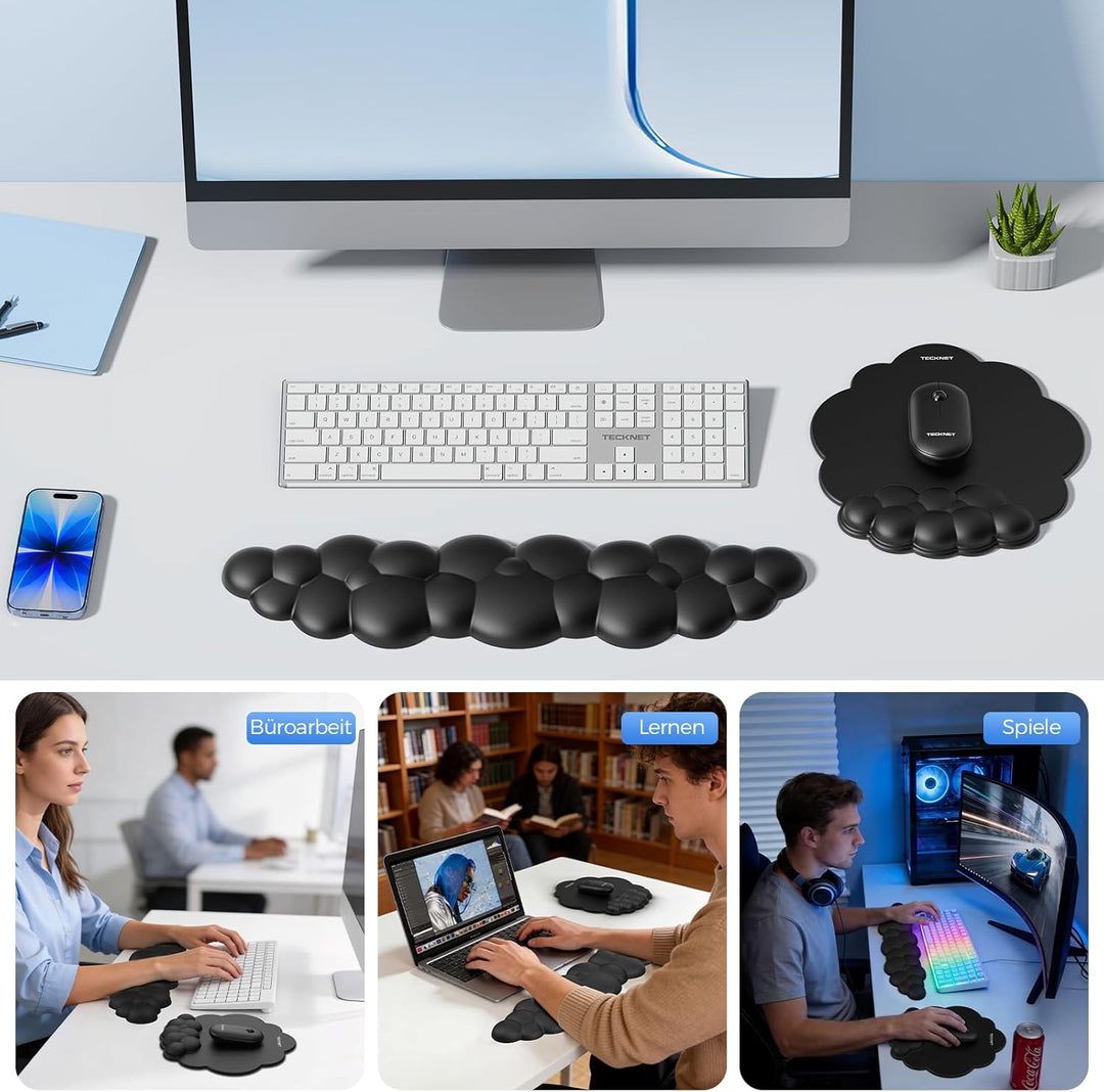 TECKNET Wolke Handballenauflage Tastatur, Mauspad mit Handauflage, Ergonomische Handauflage Tastatur