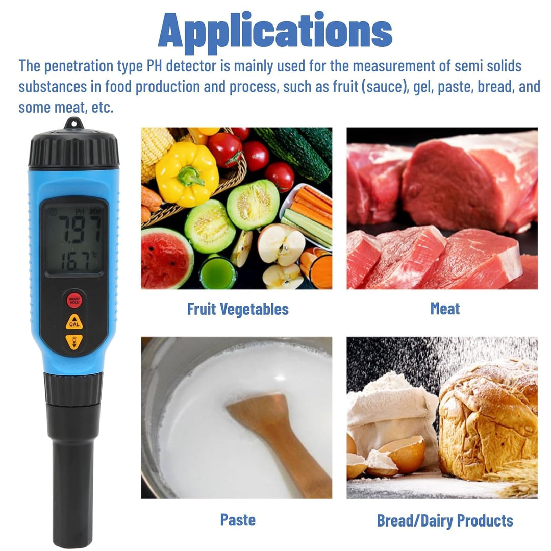 PH-Meter Digitaler PH Messgerät PH-Teststift 0-14 PH-Messbereich FüR Brot Fleisch Obst mit Tragetasc