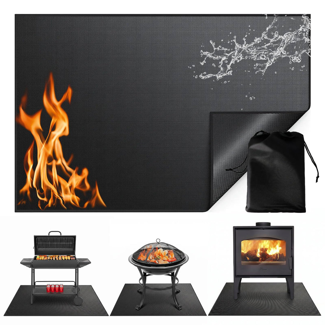 Grillmatte Bodenschutz, 102x152cm Feuerfeste Unterlage 3 Schicht Feuerschutzmatte Bodenschutzmatte,