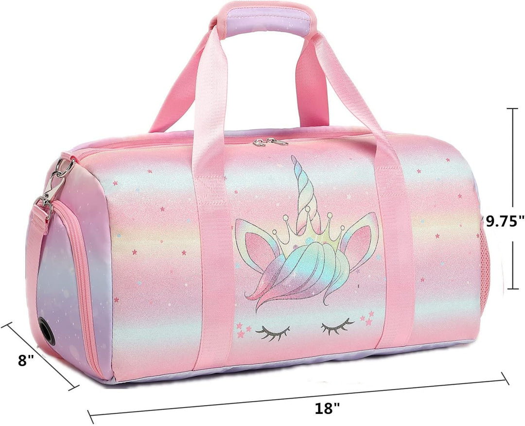 Schwimmtasche Kinder Reisetasche Kinder Sporttasche mit Schuhfach und Nassfach Trainingstasche Weeke