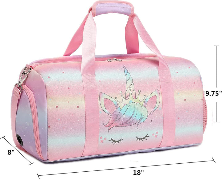 Schwimmtasche Kinder Reisetasche Kinder Sporttasche mit Schuhfach und Nassfach Trainingstasche Weeke