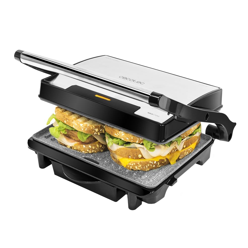 Cecotec Rock'nGrill 1500 Rapid Elektrogrill. RockStone-Steinverkleidung, höhenverstellbare Deckplatt