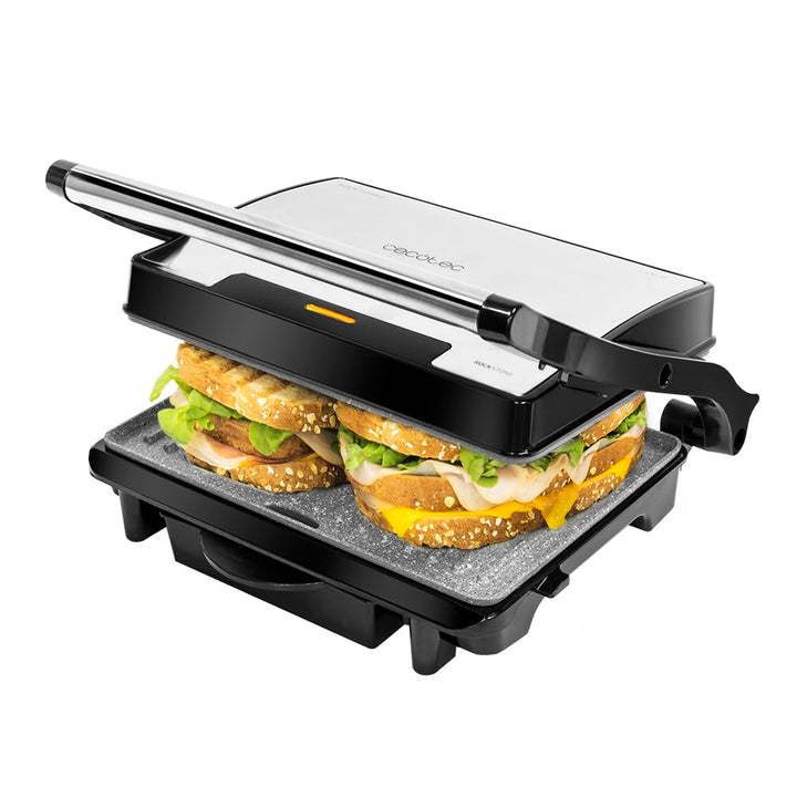 Cecotec Rock'nGrill 1500 Rapid Elektrogrill. RockStone-Steinverkleidung, höhenverstellbare Deckplatt