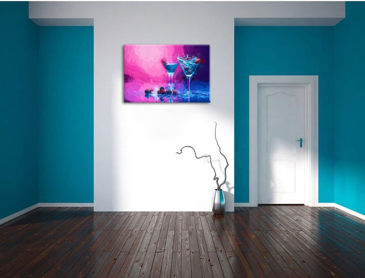 Cocktails Pinsel Effekt, Format: 100x70 auf Leinwand, XXL riesige Bilder fertig gerahmt mit Keilrahm