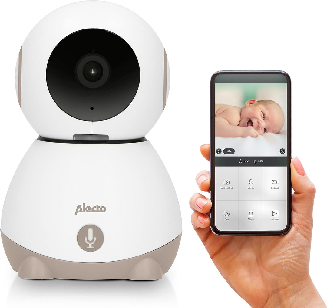 Alecto Video Babyphone mit Kamera und WiFi/WLAN - SMARTBABY10BE Video Baby Monitor mit Nachtsicht -