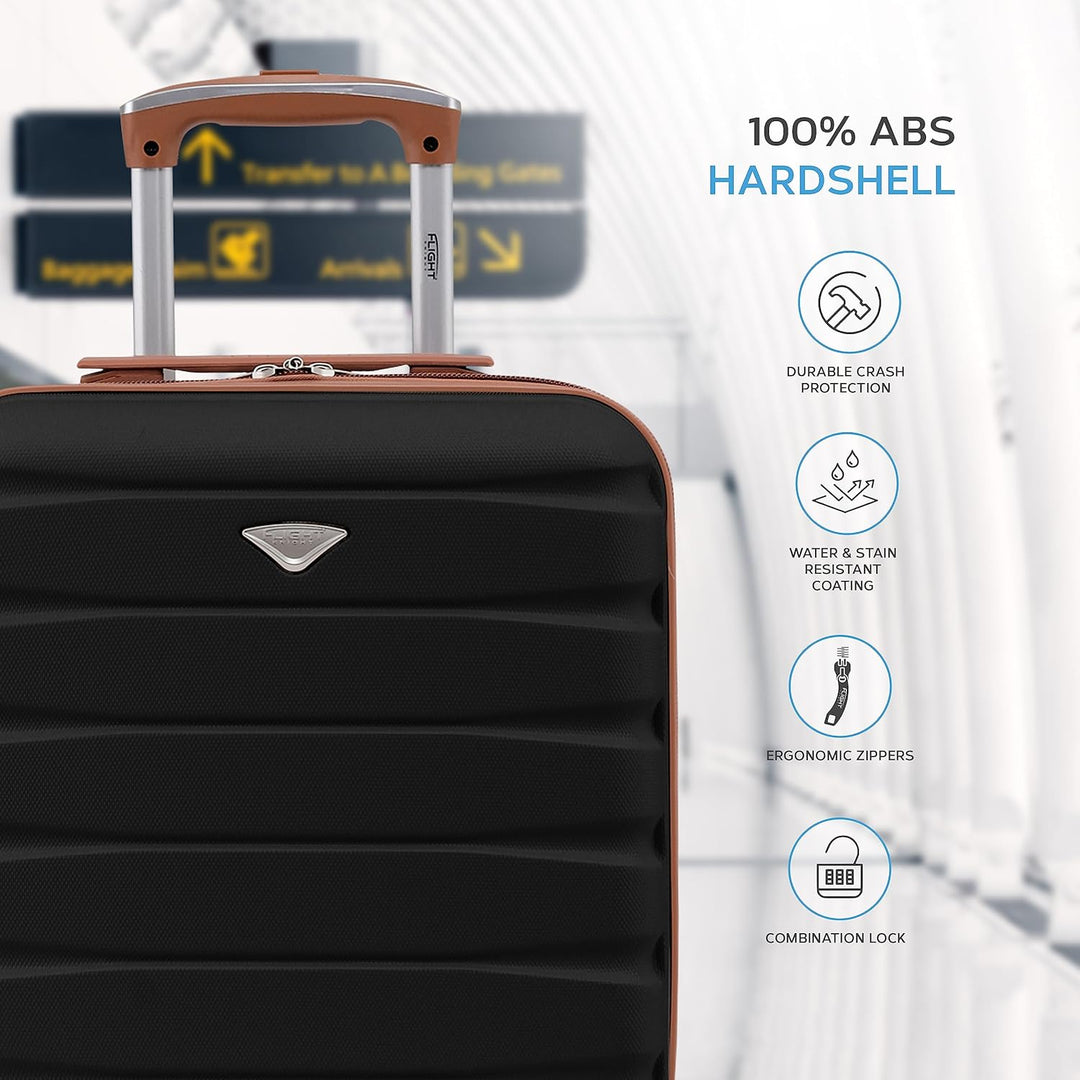 Flight Knight Leichtes, starres ABS-Handgepack mit 4 Radern, zugelassen fur uber 100 Fluggesellschaf