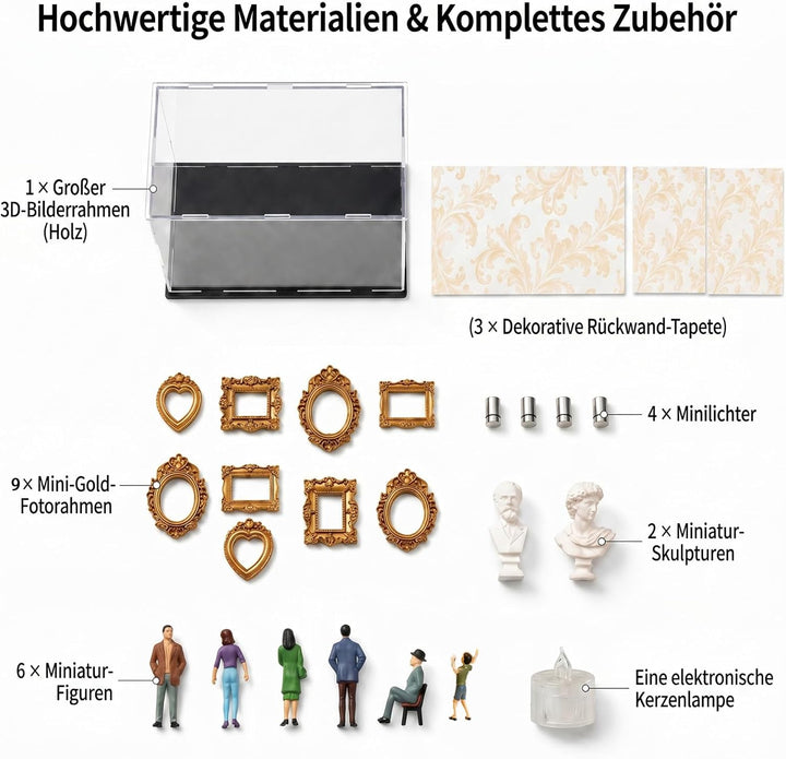 DIY Mini Museum Silhouette Box, Mini Figuren Menschen Museum, Kreatives Erinnerungsdisplay Kit Mit 6