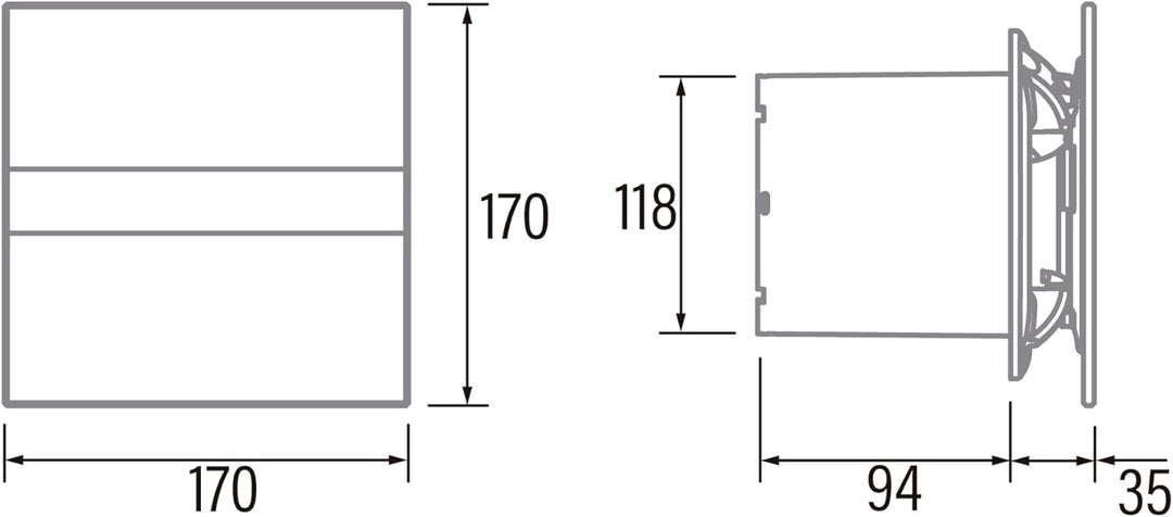 Badlüfter mit Timer 120 mm (120 mm Glas) 120 mm Glas Weiss, 120 mm Glas Weiss