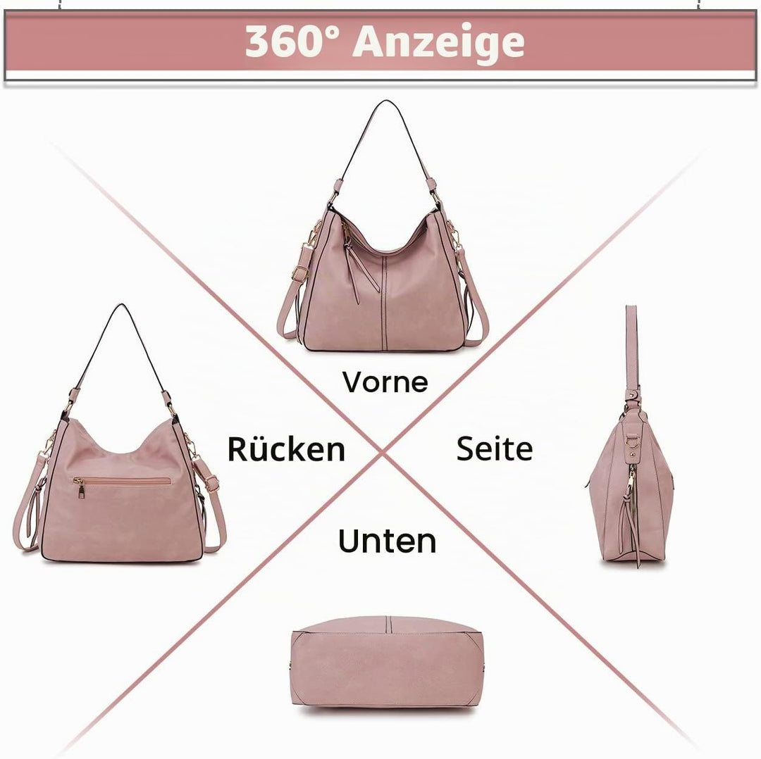 VX VONXURY Handtaschen für Frauen, Medium Vegan Leder Hobo Taschen Geldbörse für Damen Rosa, Rosa