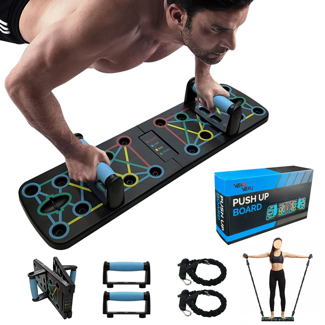 Faltbare Liegestützstange mit Widerstandsseil und Griffstange, multifunktionales Heim-Fitnessgerät f