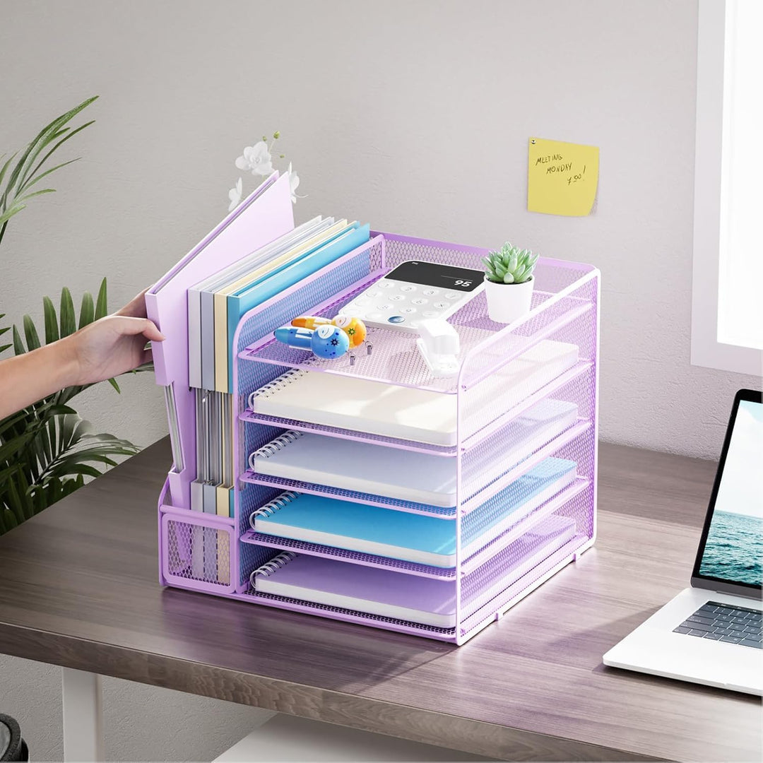 Marbrasse Schreibtisch Organizer und Büro Zubehör,5-Tier Briefablage,Mesh Büro Organizer für Schreib