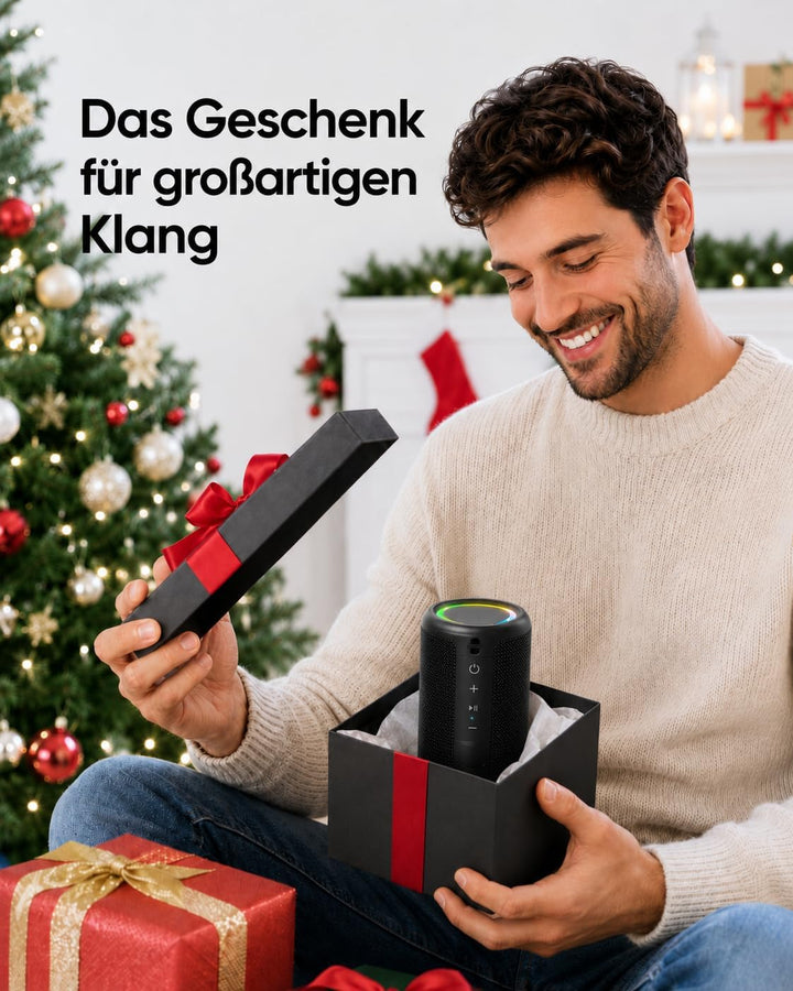 Bluetooth Lautsprecher Kleine Musikbox Bluetooth 5.3 15W mit TWS Modus RGB Lichtern 30 Meter Reichwe