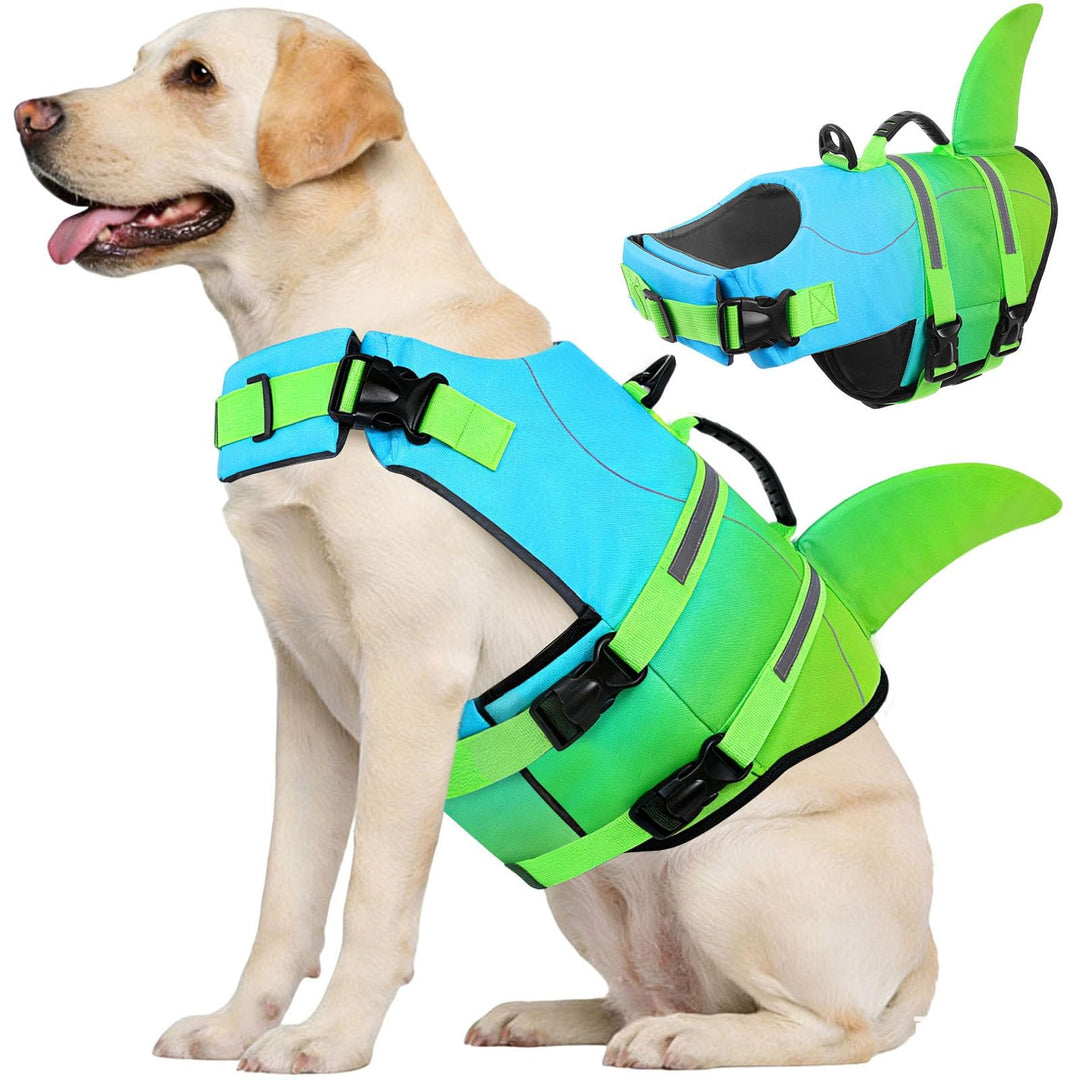 CITÉTOILE Schwimmweste Hund Hai, Hundeschwimmweste &amp; Dog Life Jacket Verstellbar mit Griff und Refle