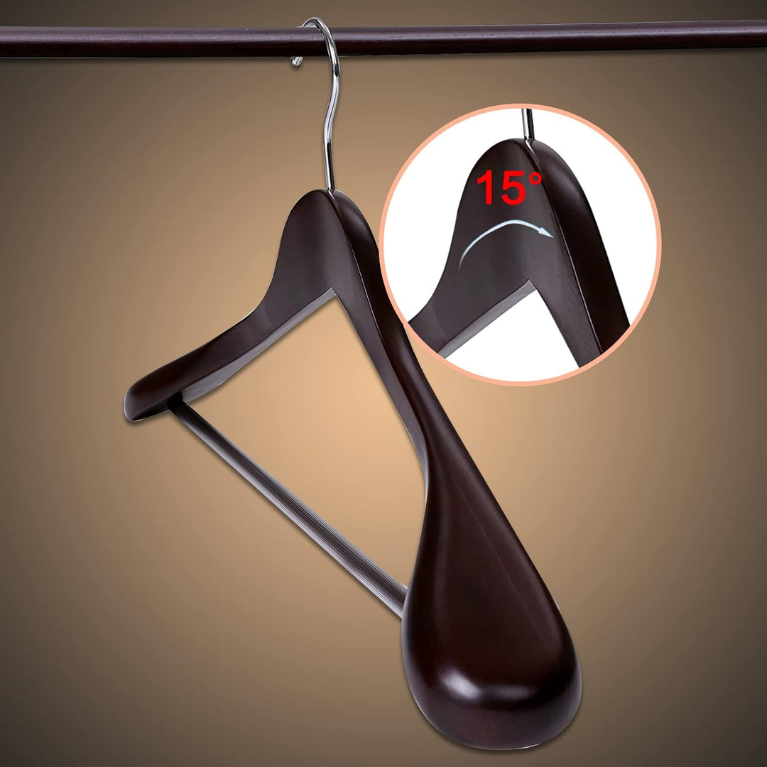 MECOREX Anzugbügel, 10er Set, Kleiderbügel aus Massivholz, mit extra Breiten Schultern, rutschfest,