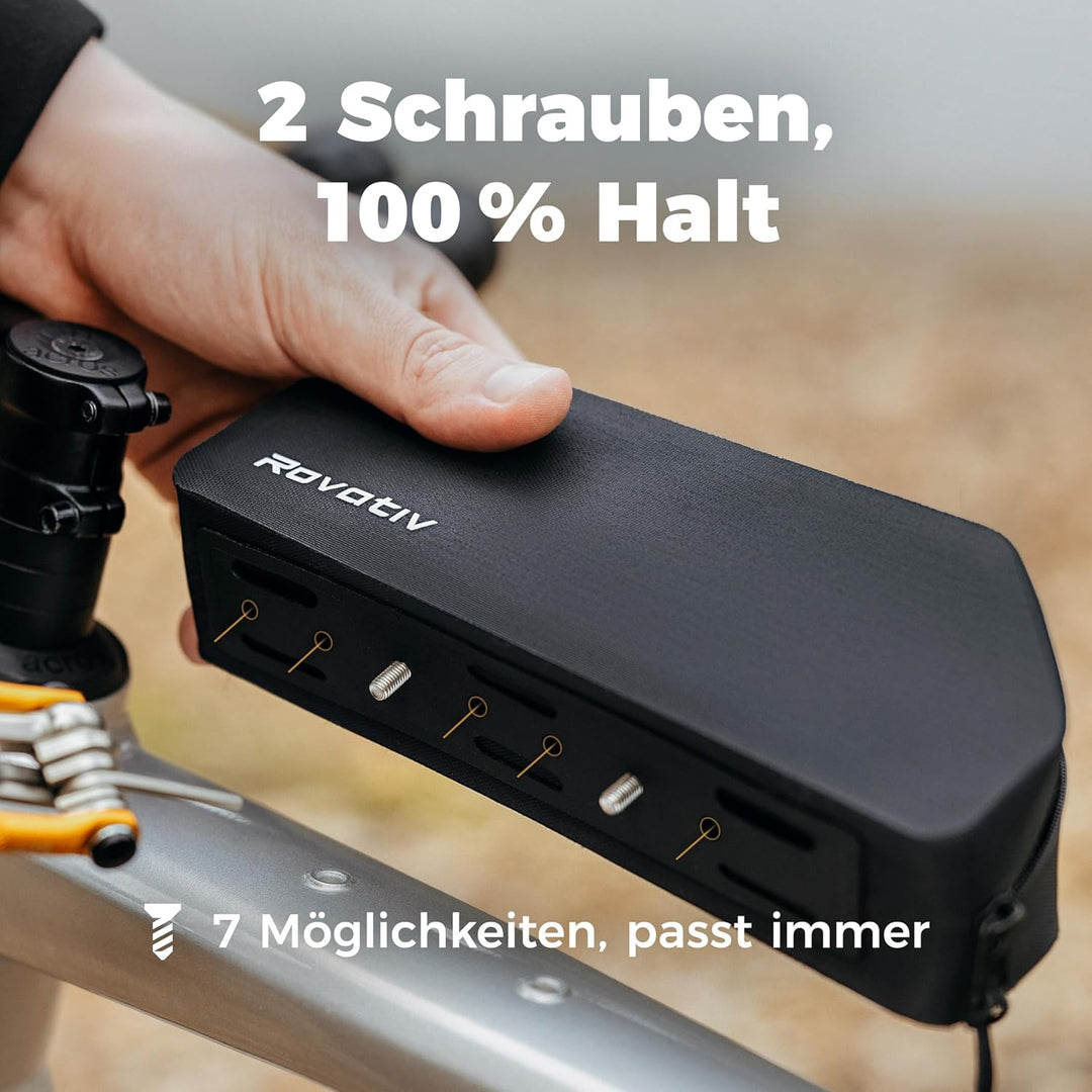 Rovativ® Bikepacking Oberrohrtasche [0,8 Liter] 100% Wasserdicht – anschraubbar & wasserdicht – Grav