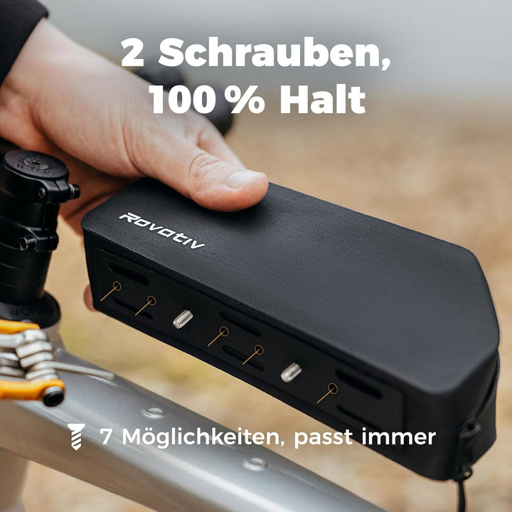 Rovativ® Bikepacking Oberrohrtasche [0,8 Liter] 100% Wasserdicht – anschraubbar & wasserdicht – Grav