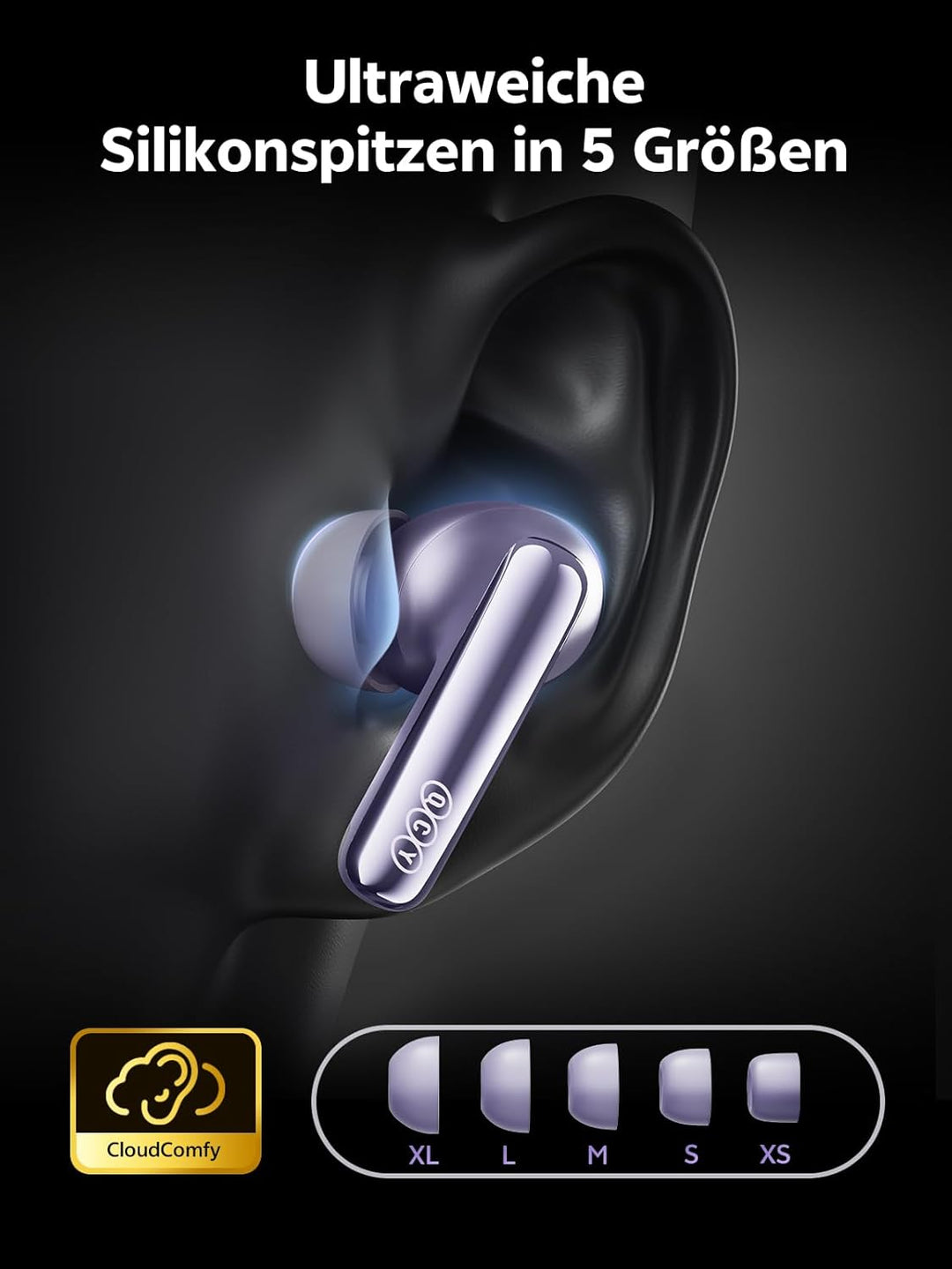 QCY MeloBuds N70 Bluetooth Kopfhörer mit Adaptive Hybride Geräuschunterdrückung,-56dB Noise Cancelli