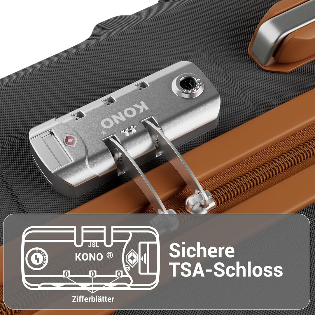 KONO Kofferset Reisekoffer Set Gepäcksets 6 Teilig, Koffer Set mit Beautycase Kosmetikkoffe mit Hand