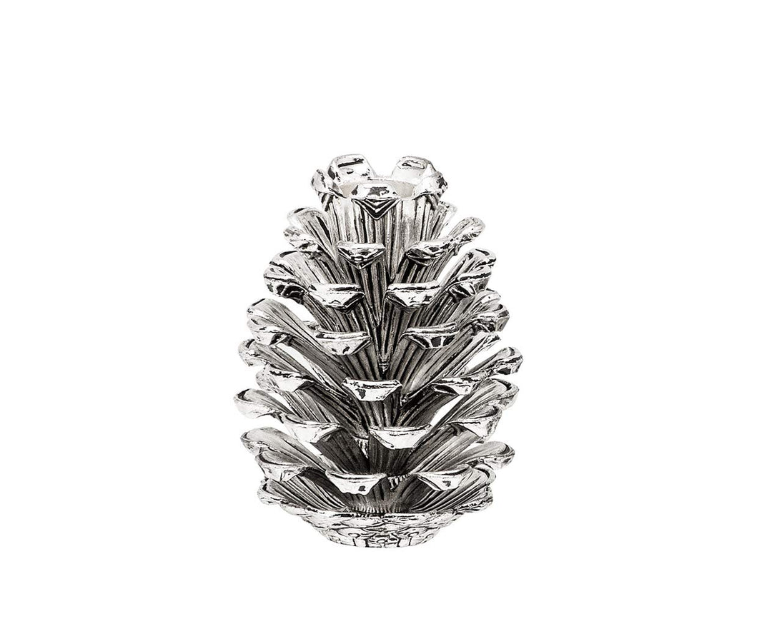 EDZARD Kerzenleuchter Kerzenhalter Zapfen für Stabkerze, Aluminium vernickelt, Höhe 9 cm