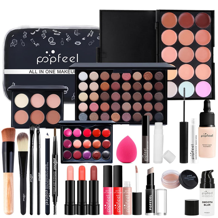 24St Schminkkasten Make-Up Set, Professionelles Kosmetische Schmink Set mit Lidschatten Lippengloss