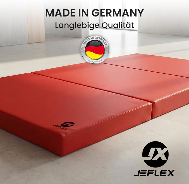 Jeflex - klappbare Weichbodenmatte & Turnmatte 210 x 100 x 8 cm MADE IN GERMANY/Gymnastikmatte tragb