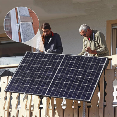 Solarmodul Halterung Balkon, Solarpanel Halterung Haken Balkon, Edelstahl Balkonhaken für Eckig Balk