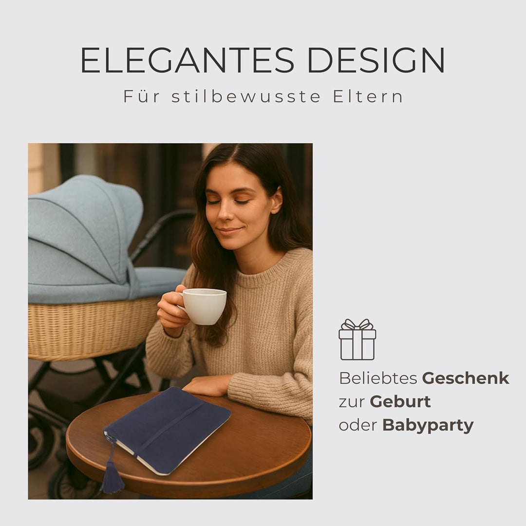 Karolini® Windeltasche Organizer Dunkelblau für unterwegs – kompakte Wickeltasche aus Cord (Bio Baum
