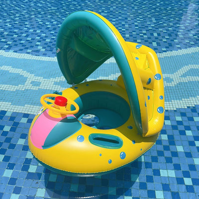 Schwimmring Baby mit Abnehmbarem Sonnendach, UPF50+ Sonnenschutz, Kinder Schwimmsitz mit Sonnendach,