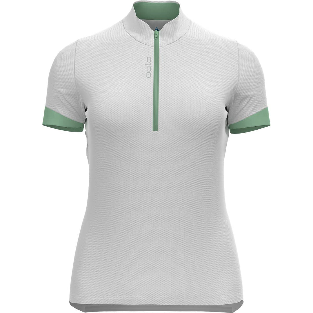 Odlo Damen Essentials_411971 Radtrikot halber Reissverschluss (1er Pack) M White - Hemlock, M White