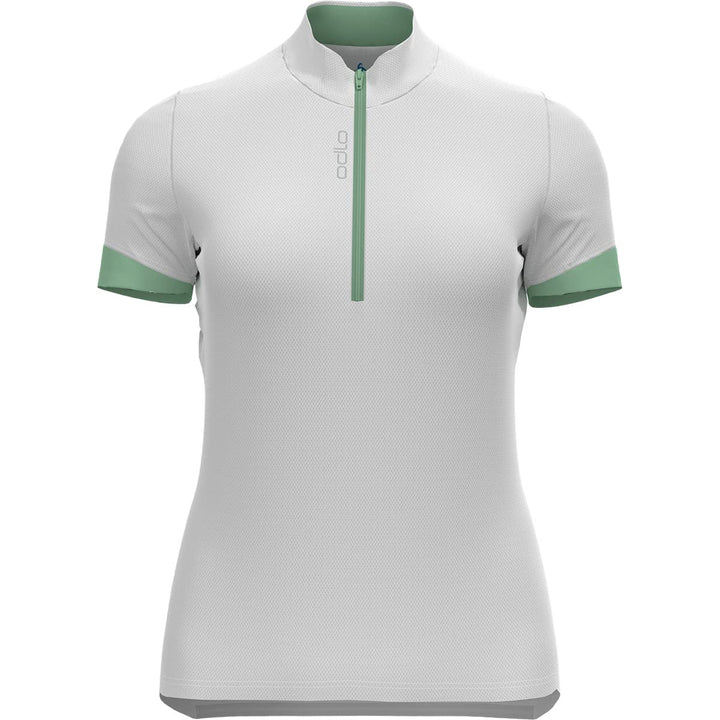 Odlo Damen Essentials_411971 Radtrikot halber Reissverschluss (1er Pack) M White - Hemlock, M White