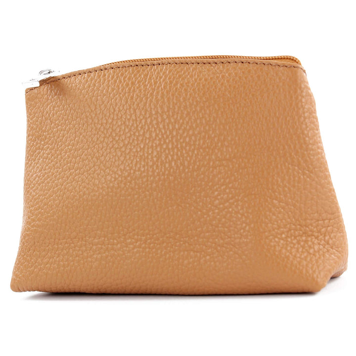 modamoda de - T212 - ital. Leder Kosmetiktäschchen Maskenetui Small Camel, Camel